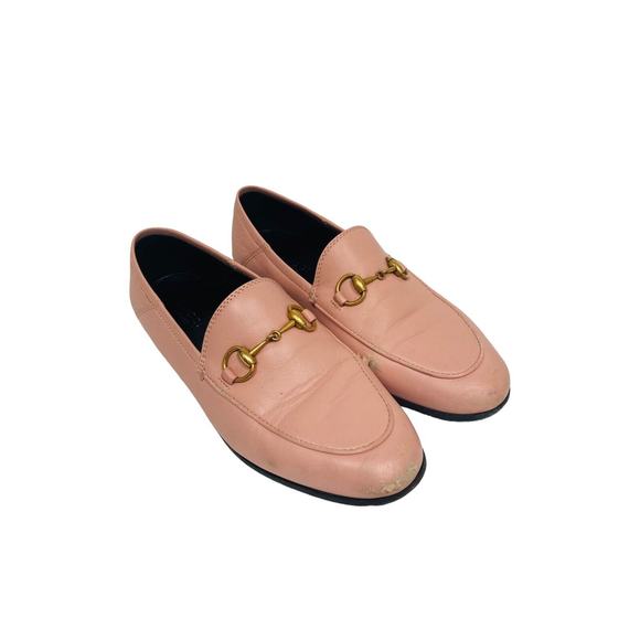 GUCCI Pink Leather Loafers Brixton Horsebit Accent Shoes Flats Size 35 US 5 - Picture 4 of 9